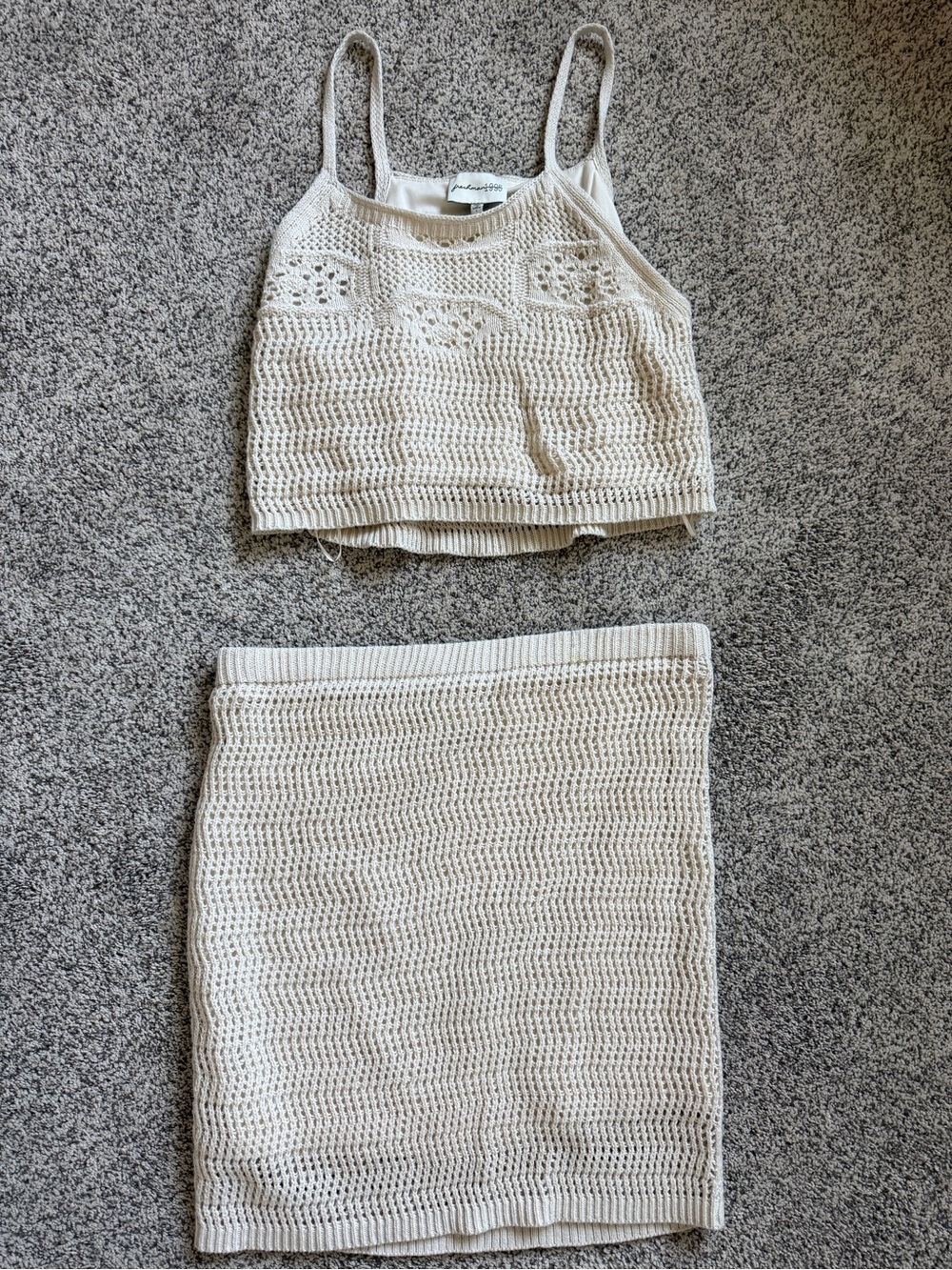 Cream Crochet Knit Set  - size L